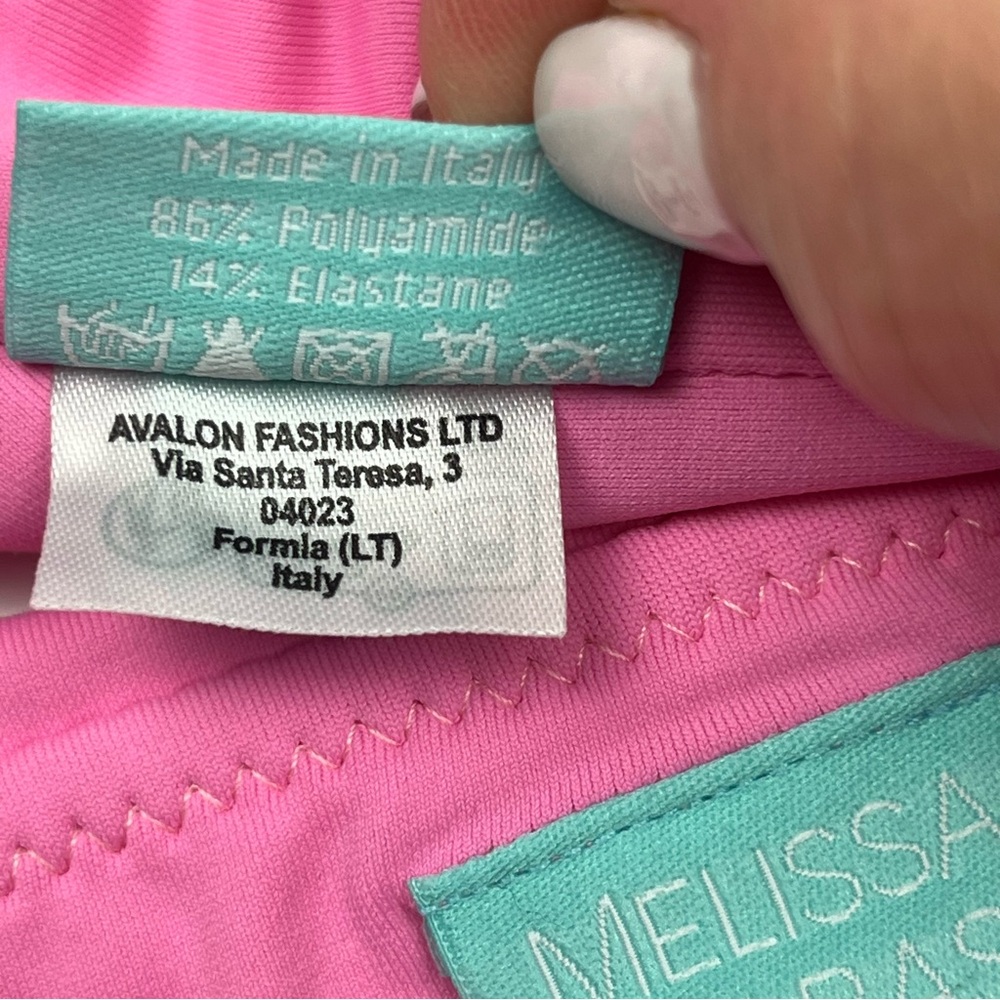 Melissa Odabash Pink Two‎ Piece Bikini Gold Accent Womens Size 8 Summer Vacation - Picture 4 of 13